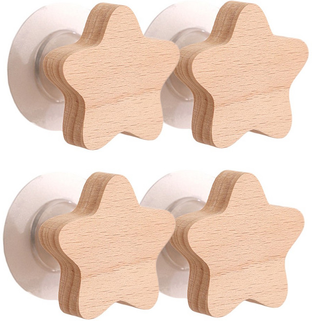 무타공 다용도 우드 후크 걸이 가방 모자 옷, 4개, 별