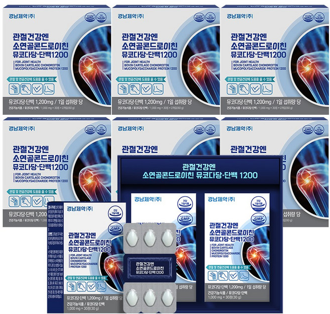 경남제약 관절건강엔 소연골 콘드로이친 뮤코다당단백 1200 건강기능식품, 60정, 6개