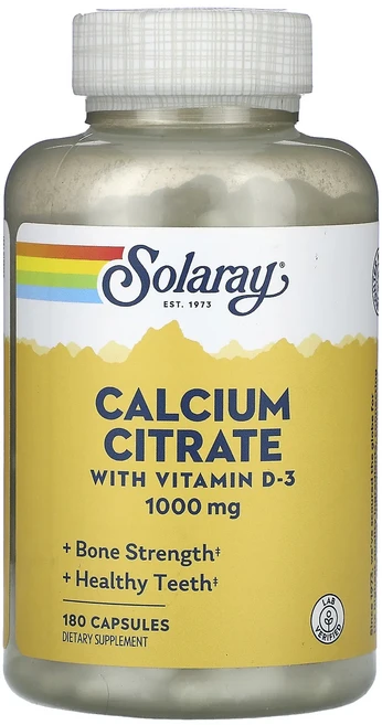 Solaray 비타민D3 함유 구연산 칼슘 캡슐 180정, Solaray비타민D3함유구연산칼슘캡슐180정, 1개 - 쿠팡