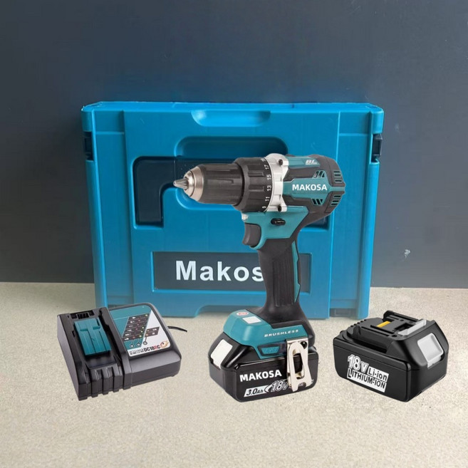 18V 無刷 電鑽 衝擊電鑽 電動工具, 1個, 481電鑽【晶片電池*2+箱】