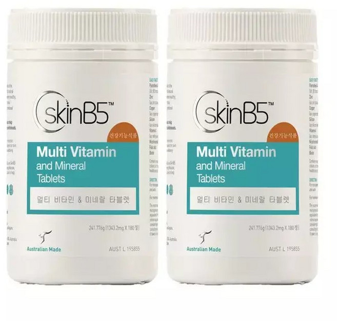 [스킨비5][SkinB5코리아 ] 스킨비5 멀티비타민&미네랄 180정 고함량 판토텐산 비타민B 2개