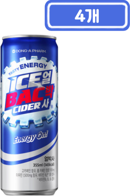 동아제약 얼박사 얼음 박카스 사이다 355ml 에너지드링크, 4개