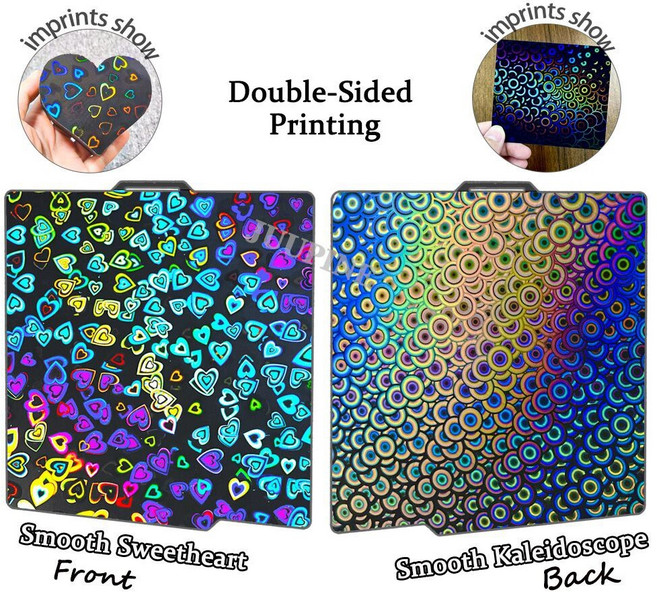 JUUPINE 밤부랩 빌드 플레이트 257x257 스프링 PEO P2S P1S A1 밤부랩용 시트 X1C 스틸 3D 프린터 PEI PEY, With QR Code, 64)Heart kaleidoscope