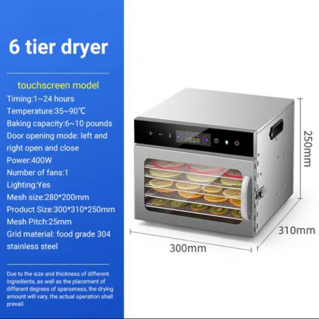 야채 건조기 과일 DIVEDEER 6-18 레이어 다기능 스테인레스 스틸 가정용 작은 고기 탈수 공기, 01 EU, 01 빠른, 1)6 Layer, 1개