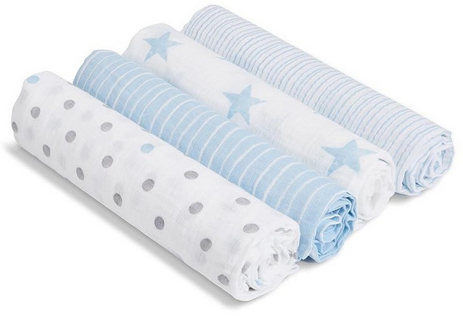 Aden + anais Essentials 면 모슬린 포대기 통기성 있는 아기 담요 남아 여아 신생아 및 에게 이상적 속싸개 부드럽고 가벼운 랩 4팩 알파벳 동, Dapper