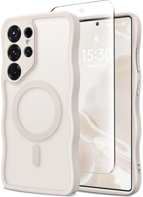 모보시 컬러 원형 웨이브 맥세이프 호환 풀커버 휴대폰 케이스