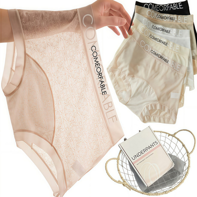 ROOICE여성 6세트 아이스 쿨링팬티 망사 시스루 섹시 박스포장팬티 EY8ERFE-1