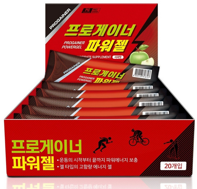 프로게이너 파워젤 사과맛 스포츠 에너지젤, 40g, 20개