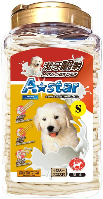 A Star 潔牙嚼嚼棒, 牛奶潔牙嚼嚼棒桶裝Ｓ1550g, 1個