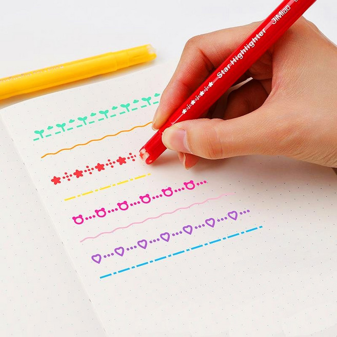 (마카롱펜)멀티펜 다이어리꾸미기 세트 8색 예쁜도형자동그리기 펜+형광펜 또는 젤펜, 6)리뷰작성_형광1+0.5젤1(볼펜리필심10개더)