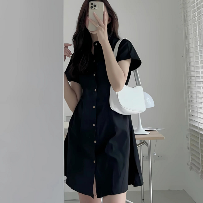 통품스토어 시원한 여성 빅사이즈치마 데일리 기본 셔츠 여름 원피스