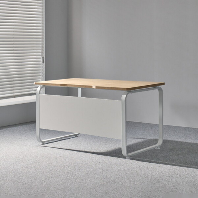 [(주)티에스퍼니처] 티에스퍼니처 데임 A형 컴퓨터 사무용책상 1200x800, 선택:화이트프레임 / 상판:라운드/라이트월넛