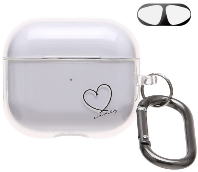 온리유 러브액츄얼리 에어팟케이스 + 철가루방지스티커+카라비너, 에어팟3, 1개