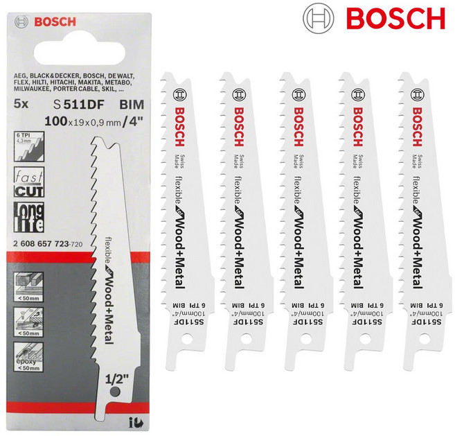 보쉬 컷소날 S511DF 100mm 1팩 5개 목재 철재 컷쏘