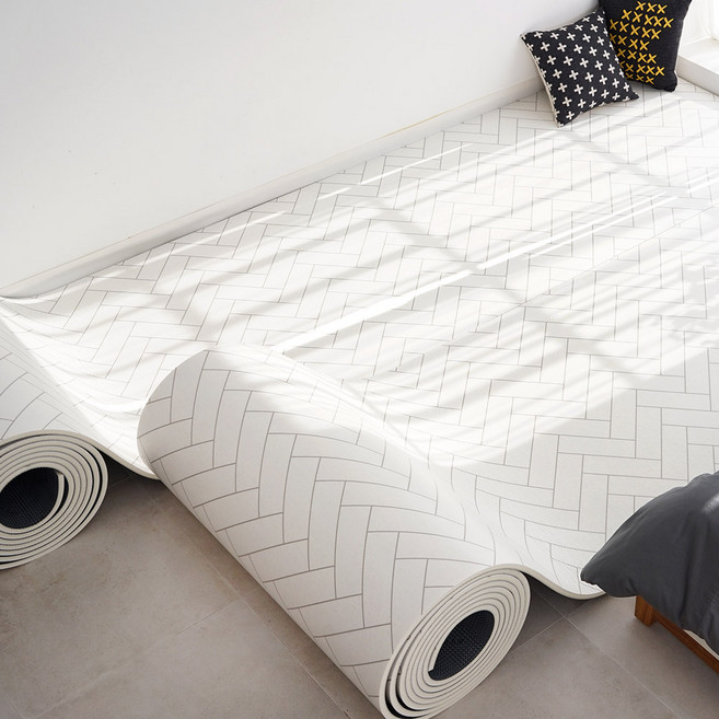 삼바텍 PVC 층간소음방지 롤매트 15mm, 헤링본화이트