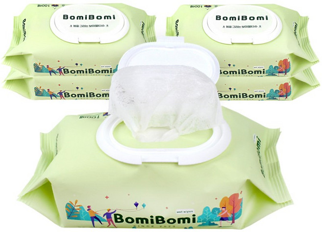 보미 물티슈 / 도톰한 아기 물티슈, 36g, 100개입, 5개