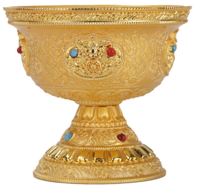 티베트 불교 물 공양 그릇 성수 그릇 구리 황동 손 조각 티베트 불교 공양 그릇 황동, d, 1개