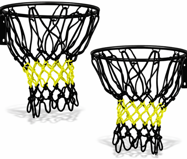 플랜와우 농구 골대 두꺼운 6mm 그물 망 링 네트 2개, 블랙옐로우, 1세트