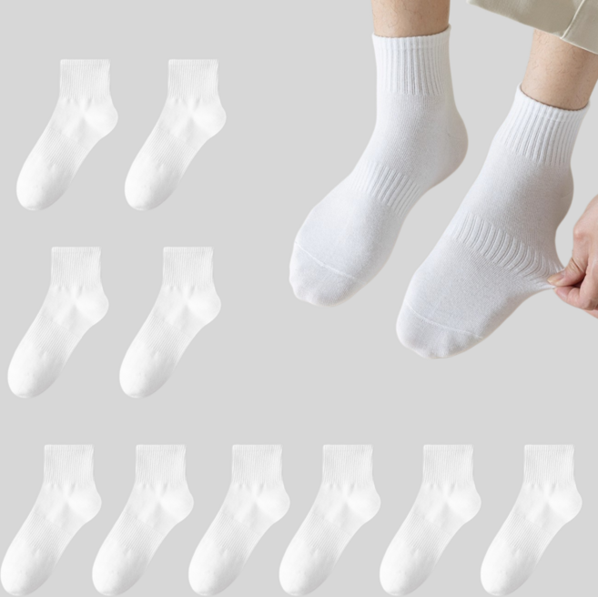 순면 무지 중목 양말 10켤레 남녀공용 데일리 스포츠 운동 쿨 여름 겨울 4계절 발냄새제거 항균 통풍 잘되는 발편한 논슬립