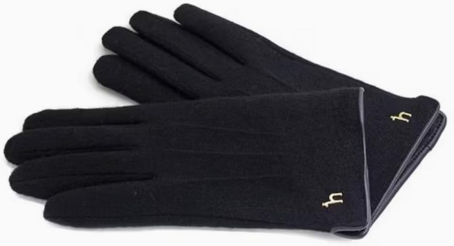 헤지스 여성 블랙 퍼피로고 울 장갑 (스마트터치)