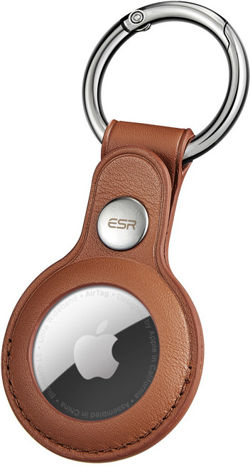 ESR 에어태그 메트로 가죽 키링 홀더 케이스, 1개, 브라운