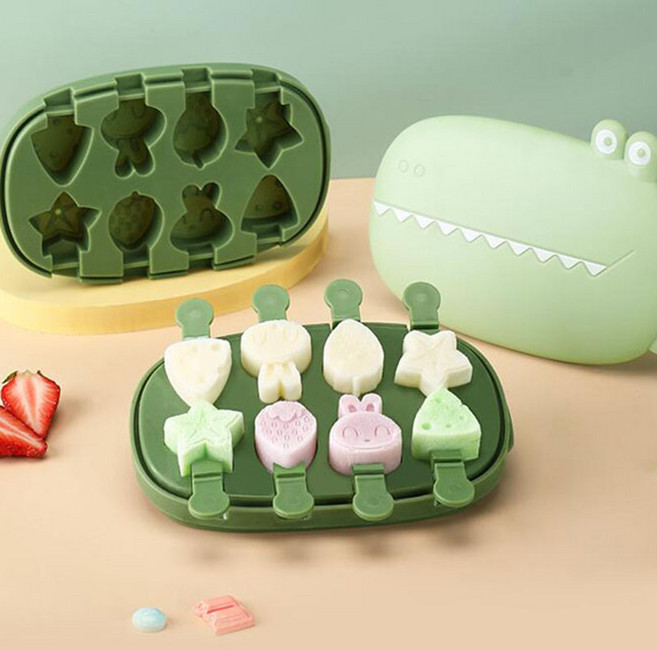 실리콘 아이스크림 몰드 가정용 미니 아이스바 아이스바 몰드, 그린 세트, 1개