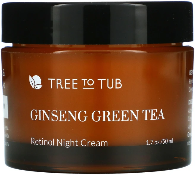 Tree To Tub 민감성 피부용 젠틀 안티에이징 레티놀 나이트 크림 인삼 녹차 50ml(1.7fl oz) 1팩, 1개 - 쿠팡