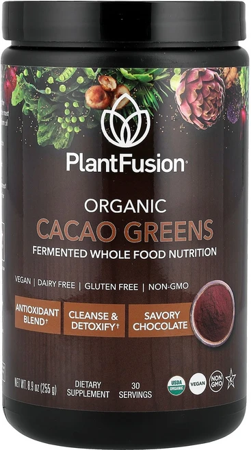 PlantFusion 유기농 카카오 녹색 채소 255g(8.9oz) PlantFusion (플랜트퓨전), PlantFusion, 유기농 카카오 녹색 채소, 25, 255g, 1개 - 쿠팡