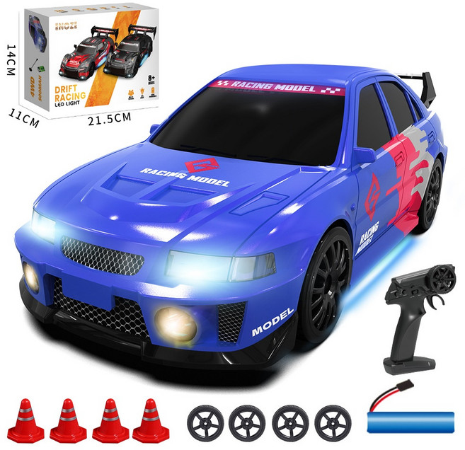 Hanika 1:24 무선조종 드리프트 레이싱 RC카, 1개, 블루