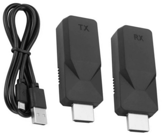 카메라 PC-TV용 1080P 60M HDMI 호환 무선 비디오 송신기 및 수신기 확장 디스플레이 어댑터, 검은색