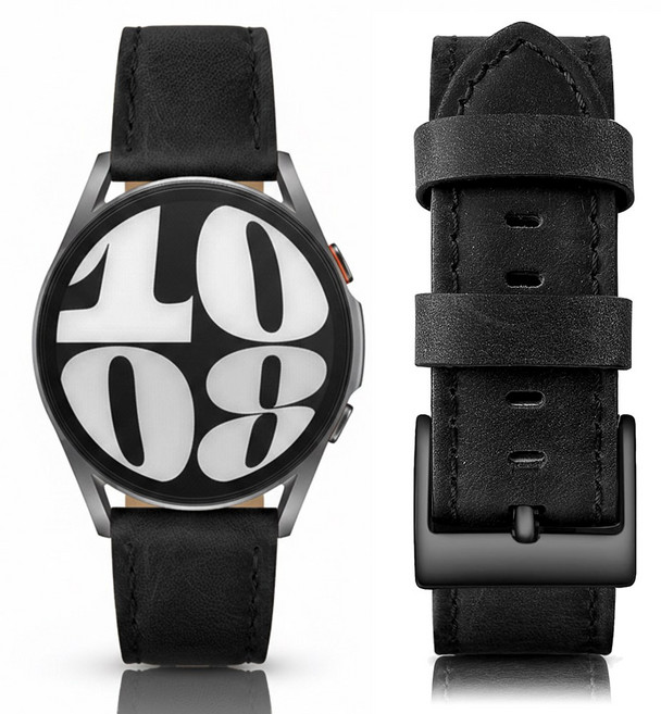 손목공방 갤럭시워치 소호 가죽 스트랩, 1개, 다크 블랙