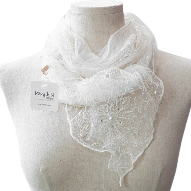 메리앤유 블링블링 큐빅 플라워 레이스 스카프 국산 선물 케이스