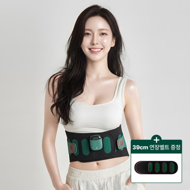 미오데칼코마니 서포트핏 EMS 허리 마사지기 온열 찜질 저주파 복부 뱃살 운동 디스크 안마기 보호대 지지대 벨트 마사지 기계, 허리 마사지기 + 기프트백 (L)