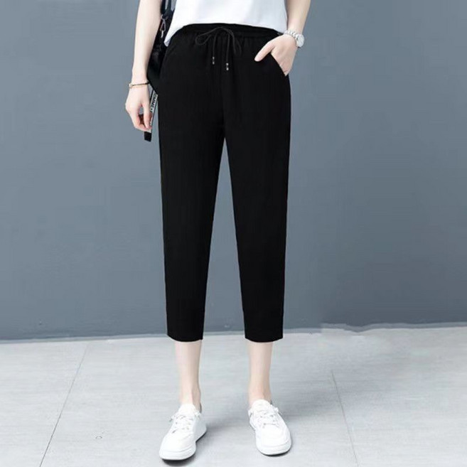 七分褲女 七分短褲 冰絲七分褲 薄款寬鬆 夏季休閑褲