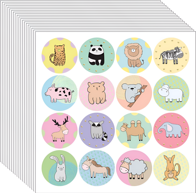 320개입 동물 시리즈 원형 스티커 3.8cm, 1세트, 혼합(S6119) 320PCS