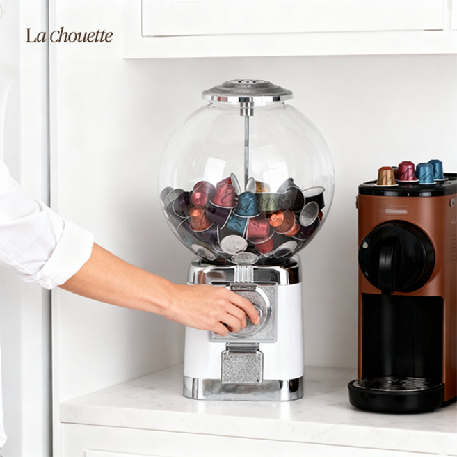 라슈에뜨 캡슐 뽑기 기계 머신 디자인 커피캡슐 보관 디스펜서 집들이 선물 홈카페 인테리어 보관함, 1개, 화이트