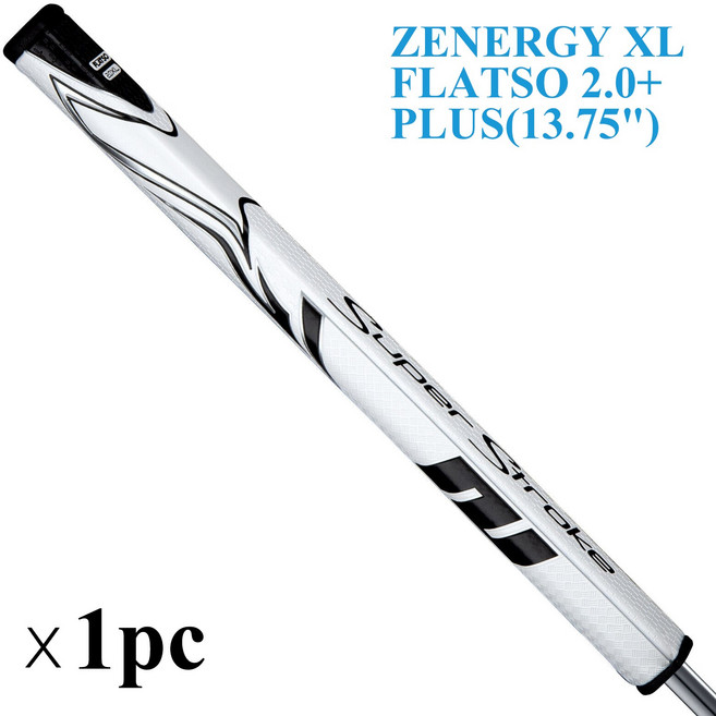새로운 슈퍼 스트로크 - Zynergy Flatso 2.0 XL 13.75 "화이트 블랙 실버 퍼터 그립, 1개, FLATSO 2.0 1pc