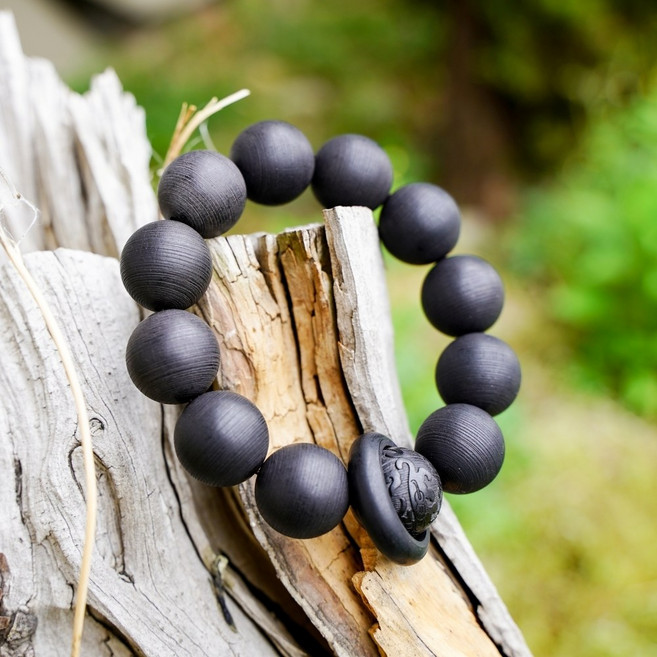 염주 단주 나무 합장주 불교 비휴 기어봉 차량용 부적 스님 악세사리 흑단 절 수제 고급, 비휴 포인트 흑단 염주, 1개