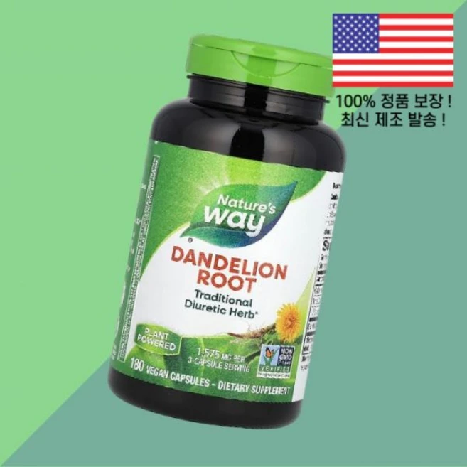 네이처스 웨이 민들레 뿌리 루트 식물성 베지캡슐 180정 525mg Nature's Way Dandelion Root 180 Vegan Capsules per Capsule, 1, 180 - 쿠팡