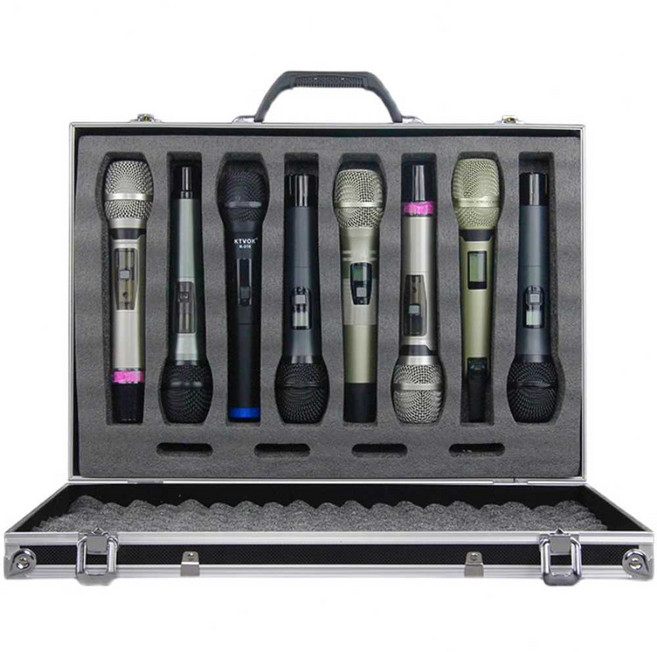 알루미늄박스 무선마이크 보관함 하드 마이크 케이스 전용 마이크보관함 휴대용 샤크팡 장비, 8구, 기본 모델명/품번