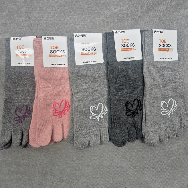 국내제작 용신양말 여자 묶음 토삭스 발가락양말 (5켤레세트)