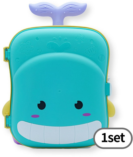 토이토 고래 캐리어 모래놀이 장난감 세트 샌드토이 여행가방, 01_민트색, 1개