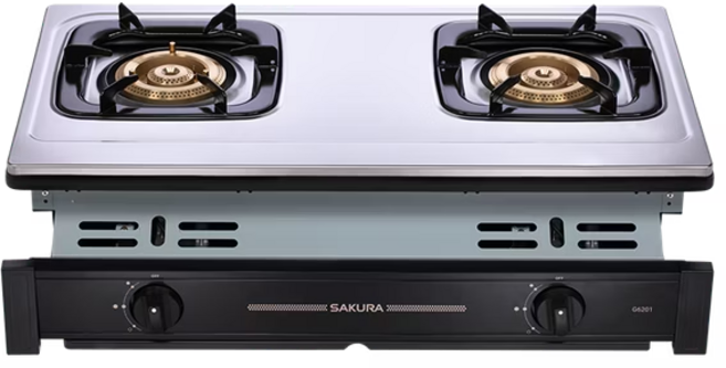 SAKURA 雙口檯面式瓦斯爐 G6201S, 液化石油氣 (LPG)