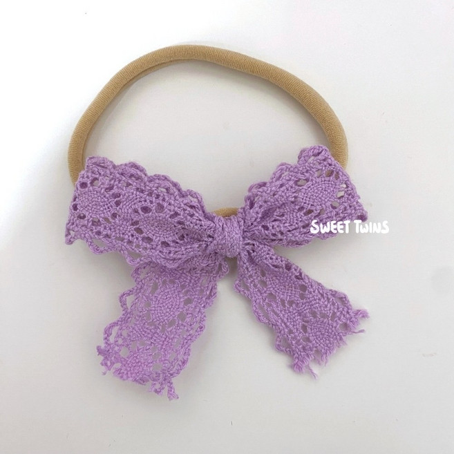Sweet Twins 嬰兒蕾絲蝴蝶結髮帶 細繩髮飾 寶寶頭飾