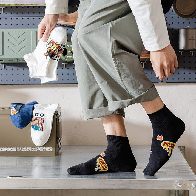 남자 발목양말 학생 인싸들의 캐릭터 남성 양말 5켤레세트
