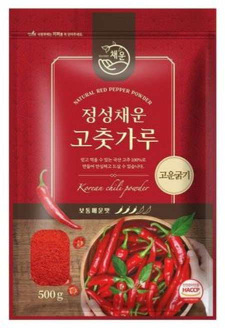채운 국산 고춧가루 고운굵기 보통매운맛, 500g, 1개