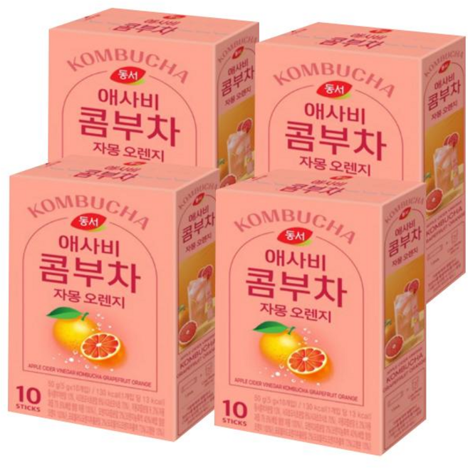 동서 애사비 콤부차 자몽 오렌지, 5g, 4개, 10개입