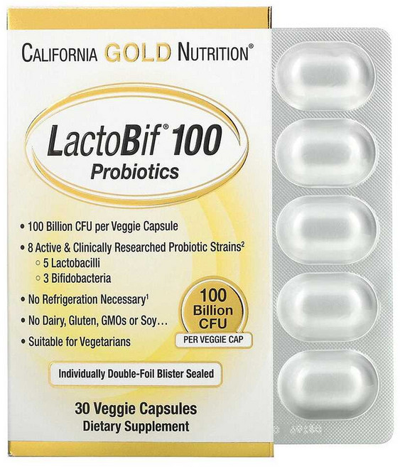 California Gold Nutrition LactoBif 100 Probiotics 캘리포니아 골드 뉴트리션 락토비프 프로바이오틱스 1000억 30베지캡슐, 30정, 1개