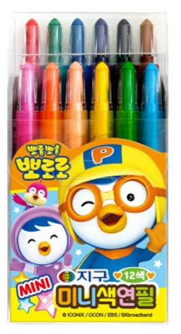 지구화학 뽀로로 미니 색연필, 12색, 2개