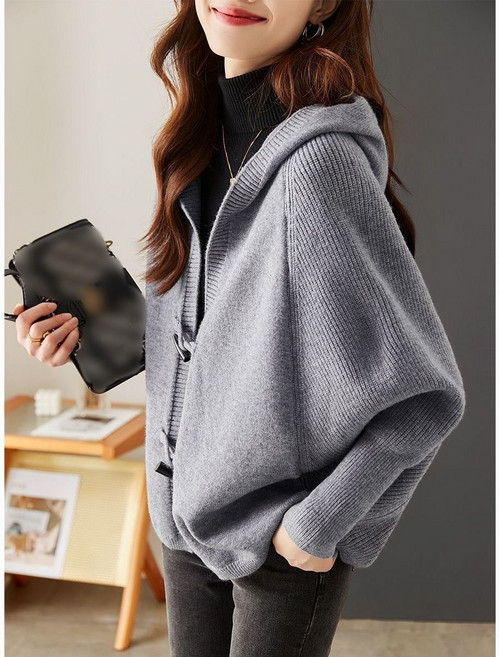 빌리즈빈 여성 봄 박시핏 캐주얼 후드 니트 가디건 51224